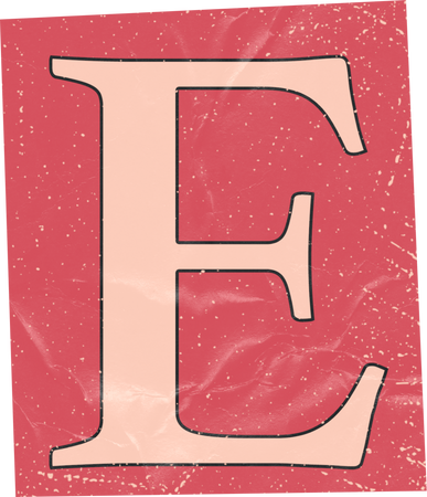 Vibrant Scanned Cutout Letter E